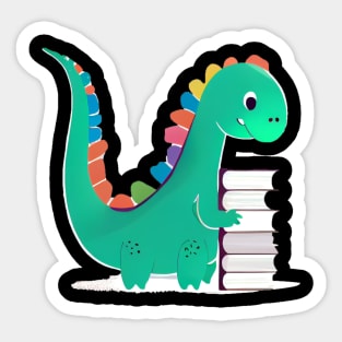 Cute Dinosaur Book Reading Sticker